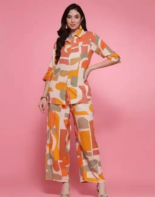 Pink Ikat Print Kurta and Pant Set